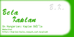 bela kaplan business card